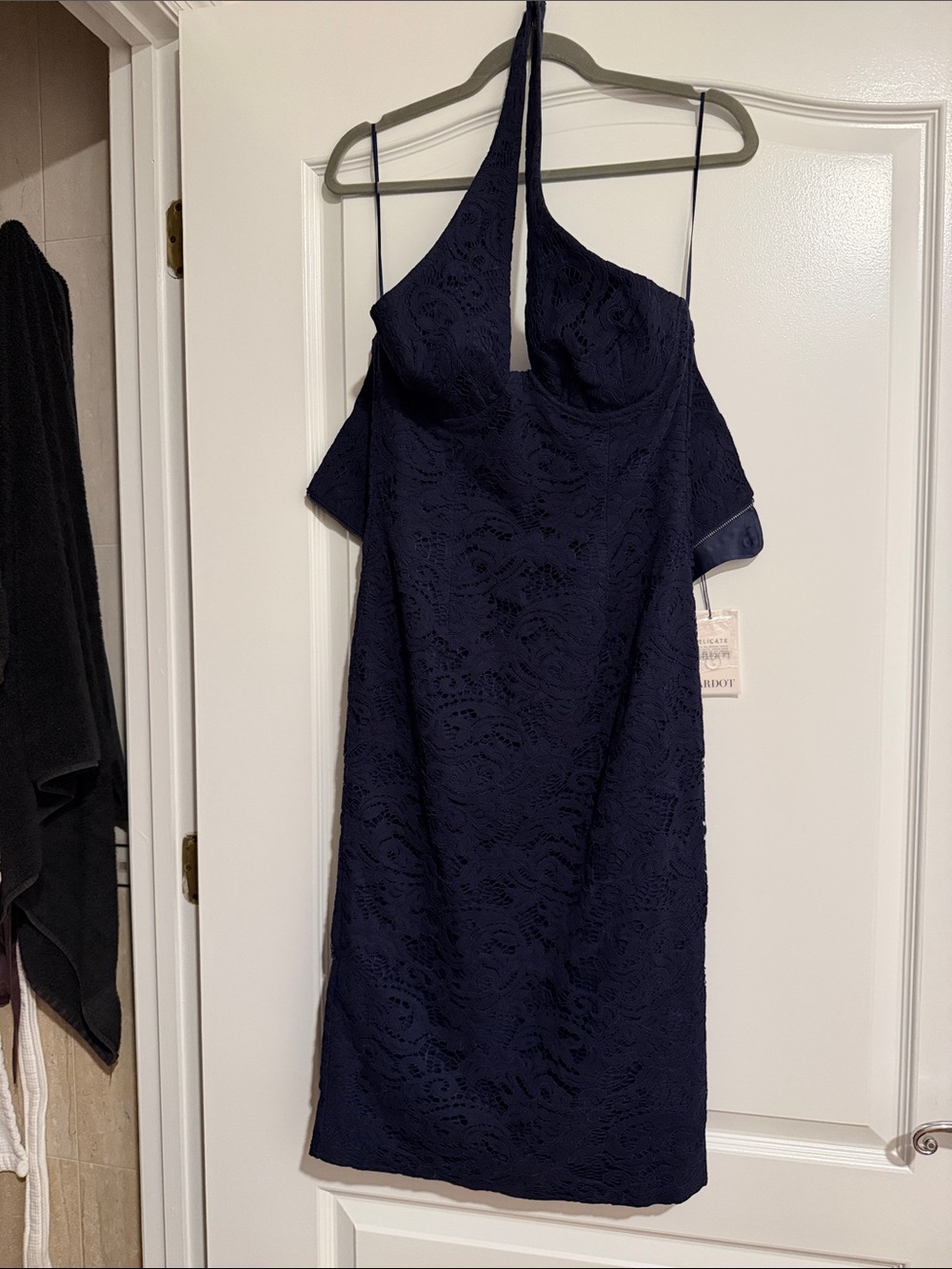 Bardot Navy Lace Halter Mini Dress